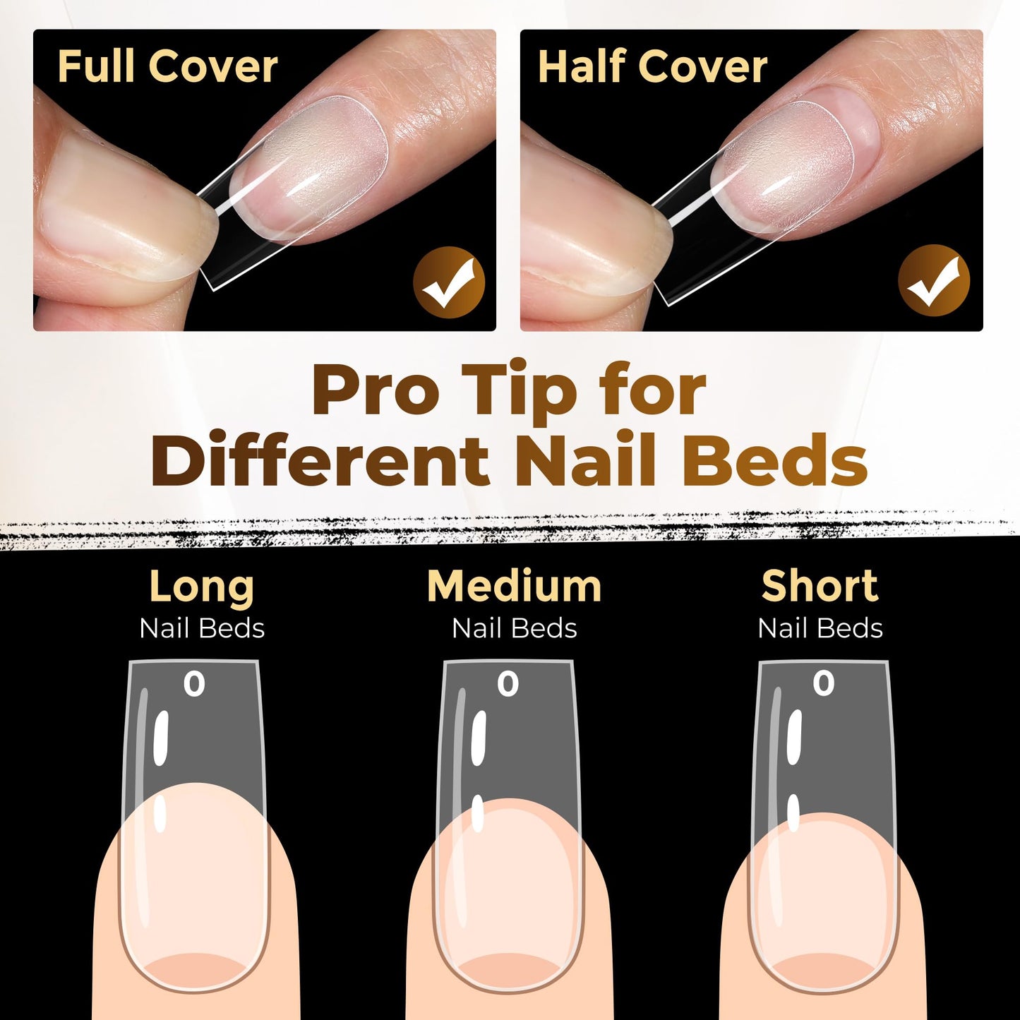 UNA GELLA Square Straight Nail Tips Medium 504PCS Pre Etched Square Gel Nail Tips Full Cover French Style Salon for Women DIY Press On Flase Nails Extension 12 Sizes Acrylic Nails