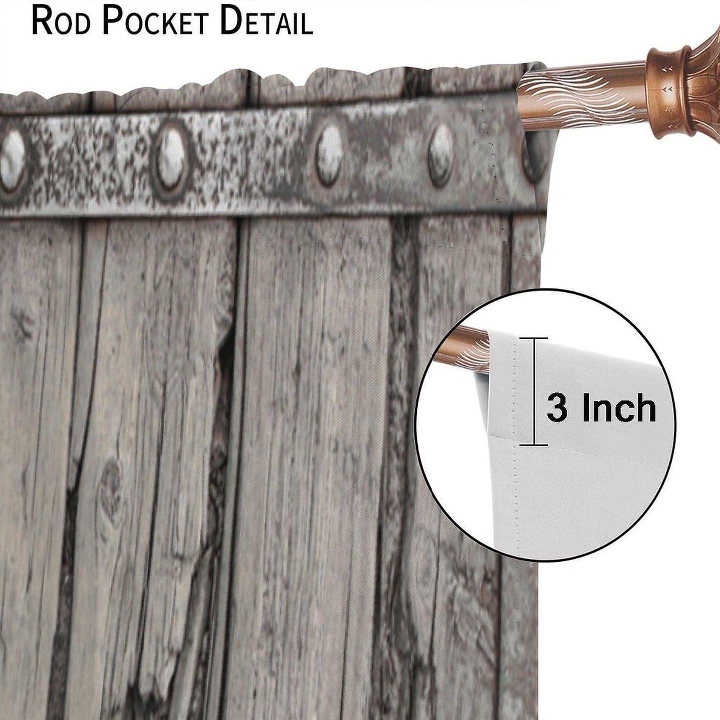 Nanacur Cabin Wooden Barn Door Curtains, Rustic Wood Brown Old Rod Pocket Window Treatments for Girl Boy Bedroom Living Room Office Drapes 41" W X 45" L (No Blackout)