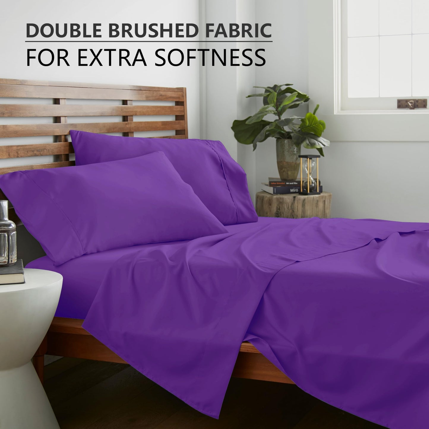 American Home Collection Full Size Sheet Set - Ultra-Soft Microfiber 15-Inch Deep Pocket - Wrinkle Free and Fade Resistant (Purple)