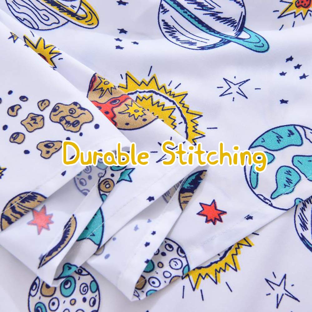 JSD Universe Planets Kids Sheet Set Twin Size, 3 Piece Space Theme Microfiber Sheets Deep Pocket