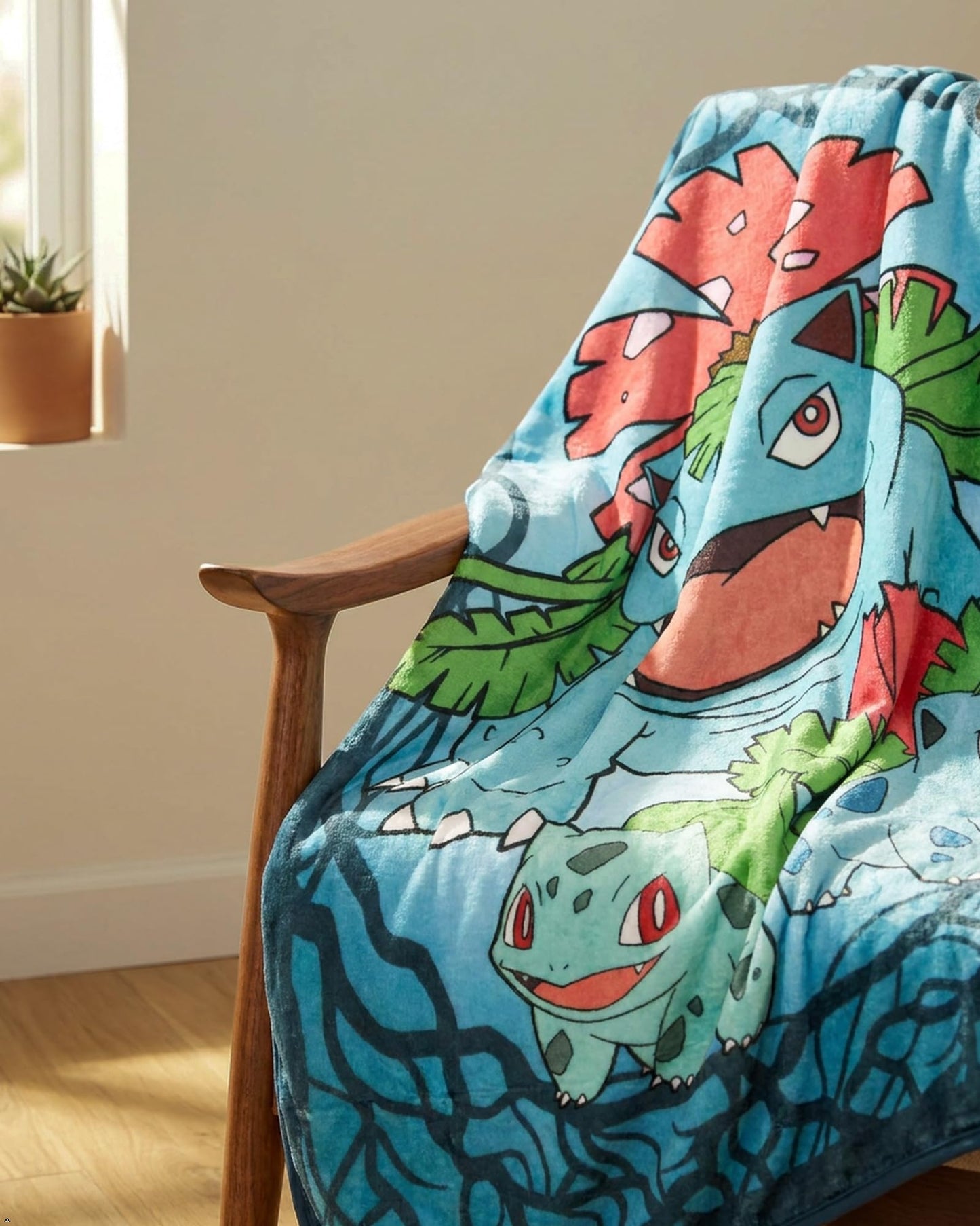 Pokemon Bulbasaur Evolutions Ivysaur Venusaur Throw Blanket - 46" x 60" Cozy Soft Fleece Throw Blanket for Bed Couch