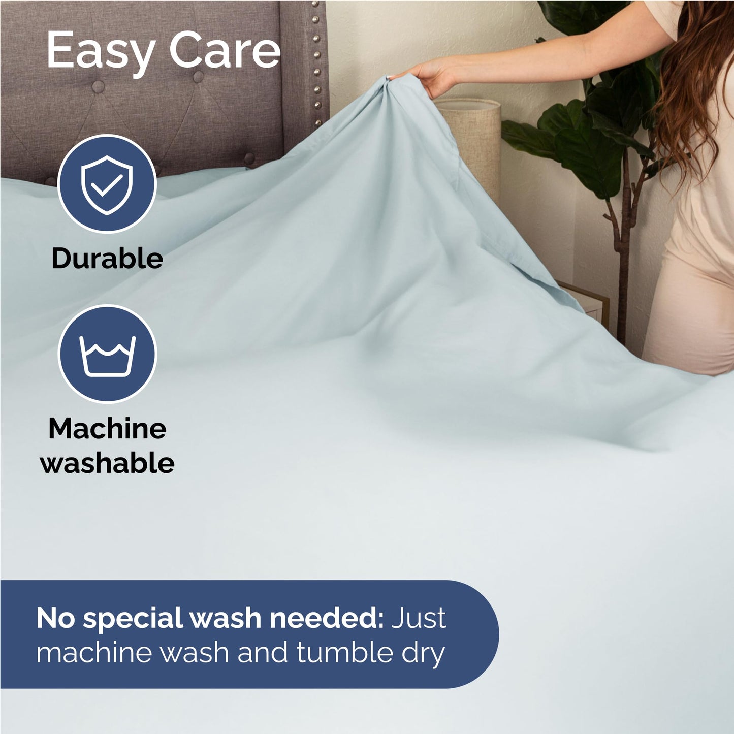 Full Size 4 Piece Sheet Set - Comfy Breathable & Cooling Sheets - Hotel Luxury Bed Sheets for Women & Men - Deep Pockets, Easy-Fit, Extra Soft & Wrinkle Free Sheets - Ice Blue Oeko-Tex Bed Sheet Set
