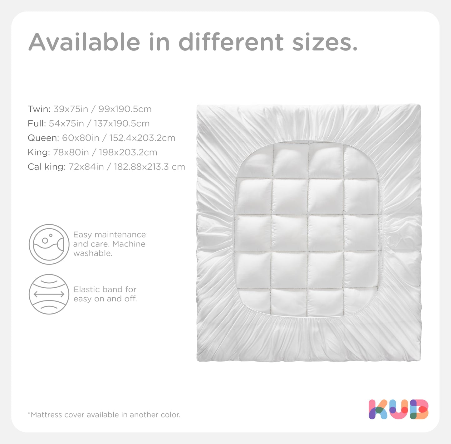 KUB Twin Cotton Mattress Topper, Breathable Pillow Top with 8-21 Inch Deep Pocket, 3D Snow Down Alternative Fill, Fluffy College Dorm Mattress Pad Cover (Pink, 39 * 75inch)