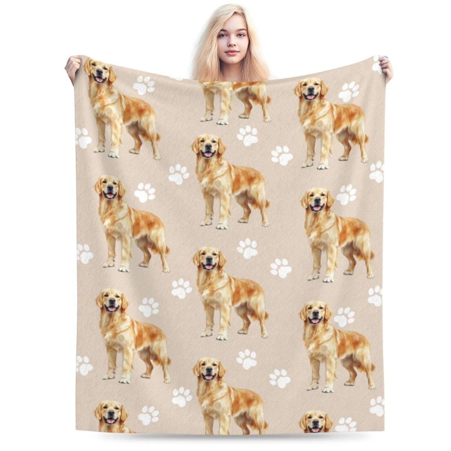 Golden Retriever Dog Throw Blanket Golden Retriever Dog Lover Flannel Blankets Fuzzy Plush Super Soft Cozy Warm Decor Gifts for Boys Girls Kids Adults Men Women 40" x 50"