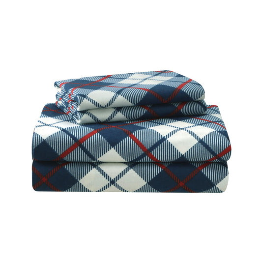 Featherhead™ 100% Cotton 4PCs Flannel Sheet Set, Full Size, Tartan Plaid | Double-Brushed for Extra Softness, Warm & Breathable, Extra Deep Pockets fits Up to 17” – 1 Flat, 1 Fitted, 2 Pillowcase