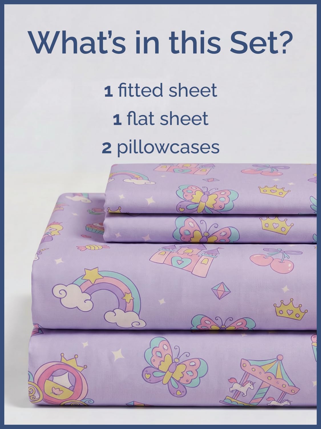 CGK Unlimited Kids Princess Dreamland Queen 4 Piece Sheet Set - Boys, Girls, Teens, Toddler - Easy Fit Deep Pockets - Soft, Cooling & Breathable Sheets - Cozy, Fade & Wrinkle Free - Machine Washable