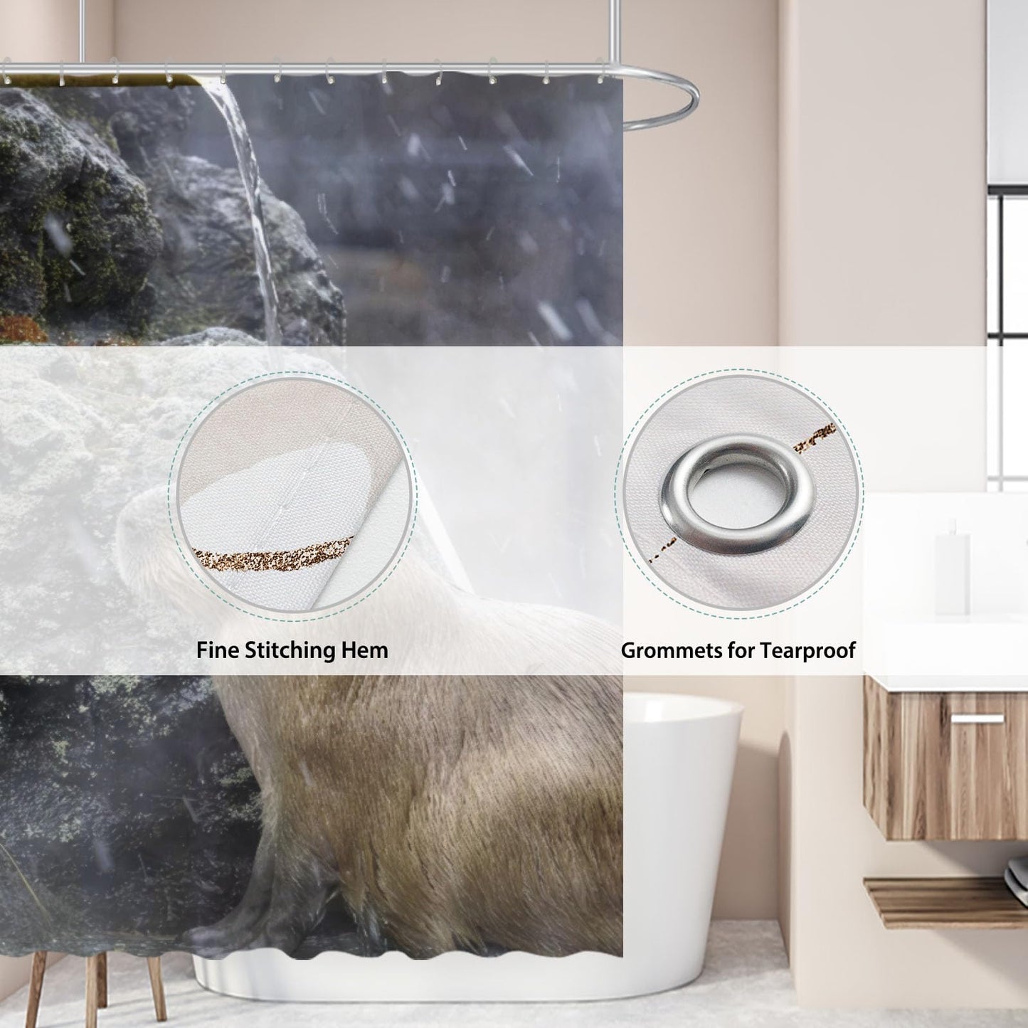 Funnytree Capybara Shower Curtain, Capybara Bathroom Decor, Waterproof Fabric Durable Easy Care Washable, 72"X72"(Hooks Not Included) SC00292-002