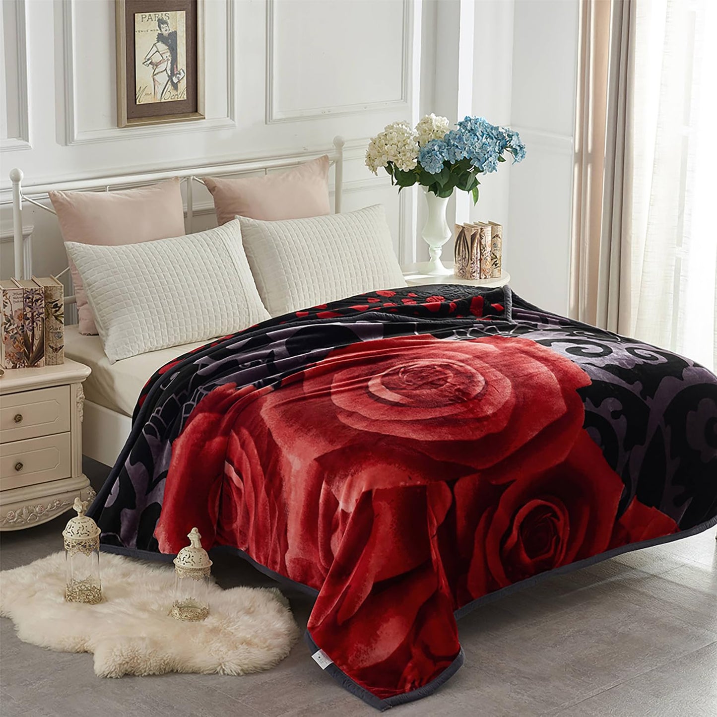 Korean Mink Fleece Blanket, 5 LB - 2 Ply Reversible 520GSM Silky Soft Plush Warm Blanket for Autumn Winter