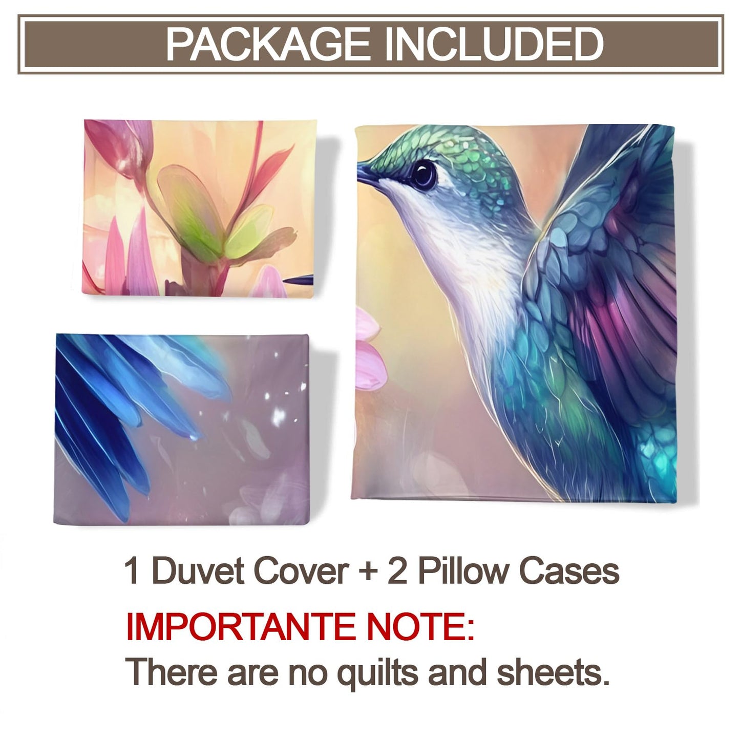 PAISUOQ Hummingbird Bedding, Rustic Paintings Duvet Cover Full, Country Bird Comforter Cover with Zipper Ties, 3 Pieces with 2 Pillowcases, Home Decor & Gifts