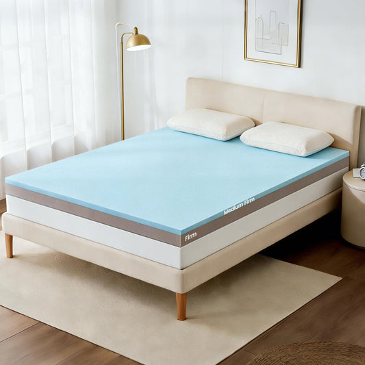 Firm Mattress Topper Queen 4-Inch: Dual Firmness Medium Firm & Firm Mattress Pad, High Density Memory Foam for Back Pain Relief, Cooling Breathable Thick Bamboo Gel, CertiPUR-US Certified, 80x60