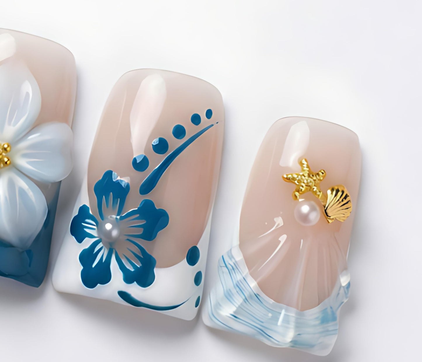 Handmade Press on Nails 3D Cute Glue on Nails for Women, Luxury Duck Nail Art Design, Fake Nails with 3D Nail Charms Size M 3