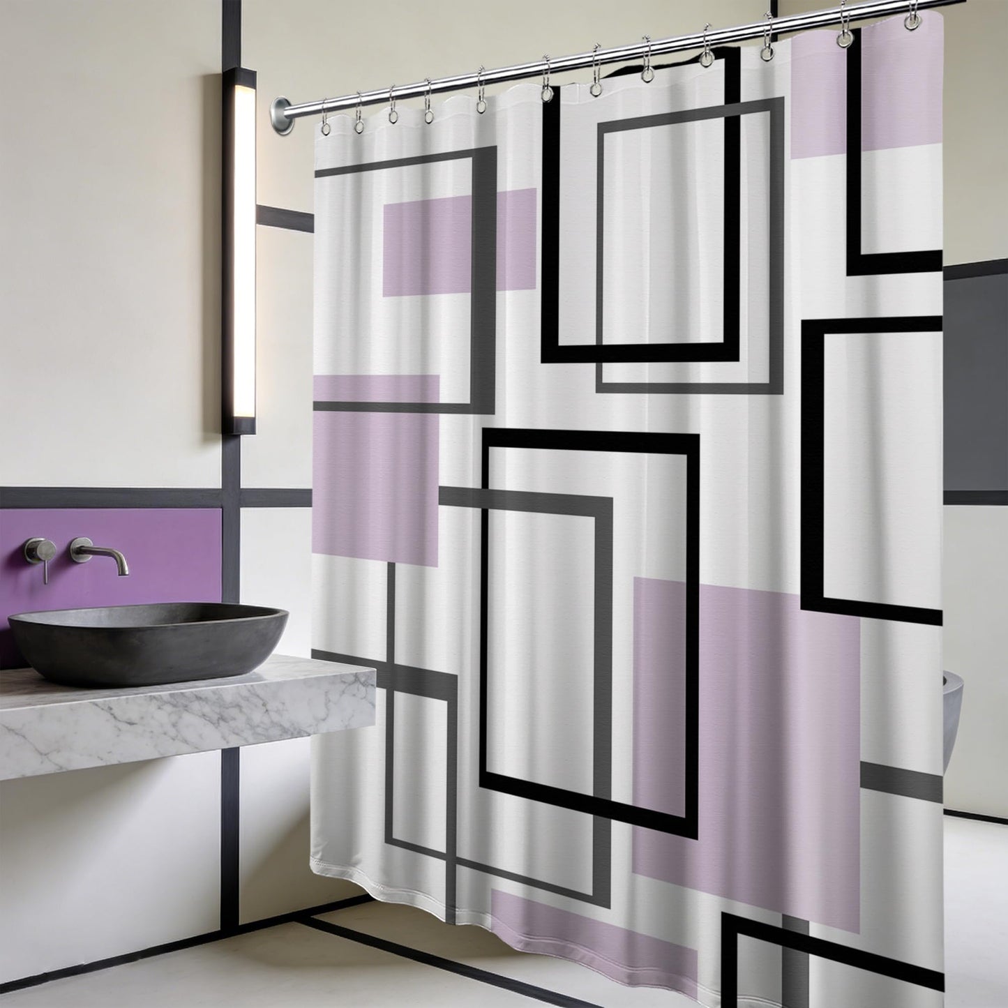 Yieldeer Geometric Shower Curtain, Light Purple, 70 x 72 Inch