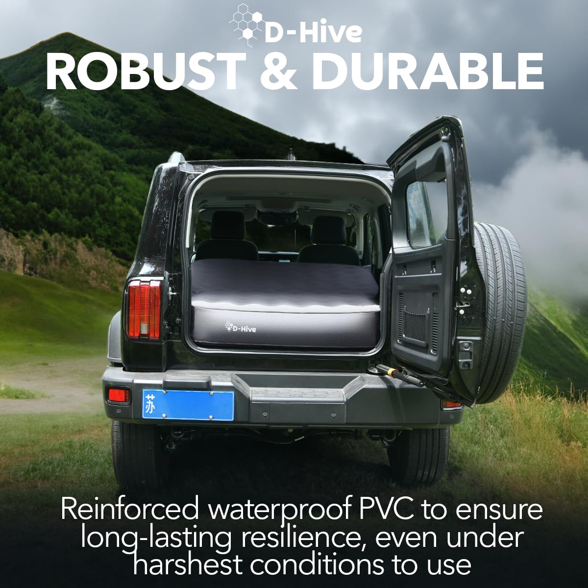 D-Hive SUV Air Mattress, Ultra-Thick Material Extra-High Car Air Mattress, SUV Mattress for Toyota 4runner, Jeep Wrangler, Car Mattress Inflatable Grey