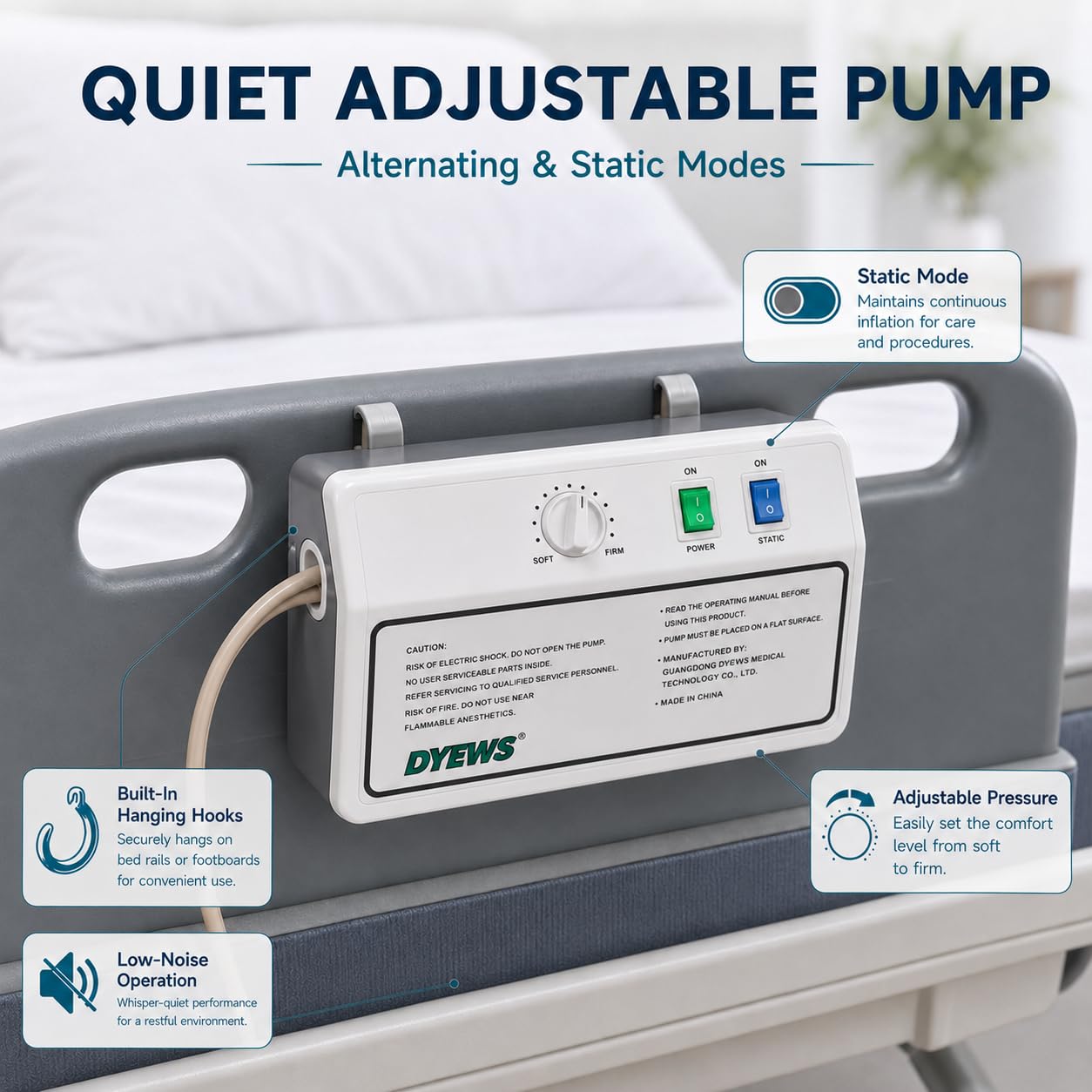 Alternating Air Pressure Mattress Pad, Bed Sore Prevention, Bed Mattress Topper with Quiet Pump & Waterproof, Relief Ulcer, Suitable for Bedridden or Limited Mobility Patie