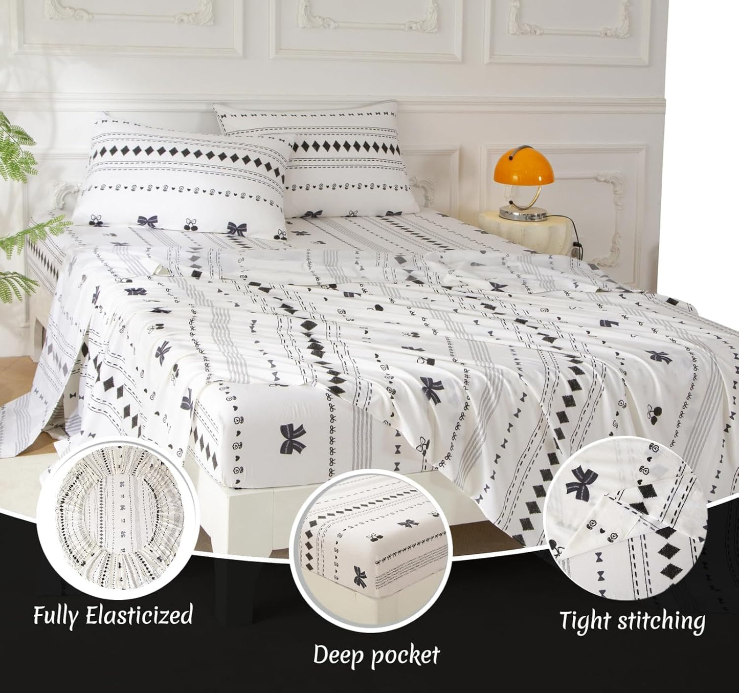 SDY Bow Floral Twin Size Comforter Set, Luxury Soft Bed in a Bag Twin 5 Pieces, All Season Bedding Set with Comforters, Sheets, Pillowcase & Sham