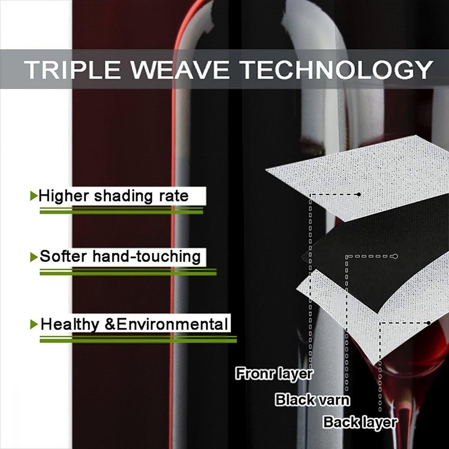 Wine Curtains, Red Wine Bottle Glass Grapes Print, Light Filtering Window Drapes for Kitchen Dining Room Living Room, 20.5" W x 44.5" L, 2 Panels （No Blackout）