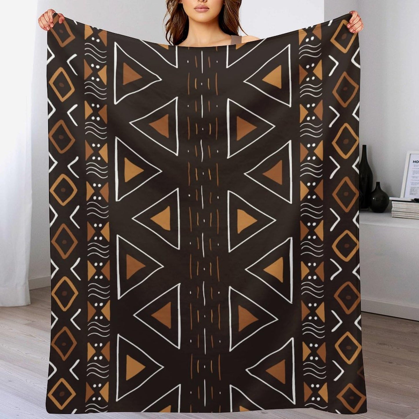 ZhiRain African Mudcloth Throw Blanket Boho Traditional Tribal Africa Ethnic Geometric Print Blanket for Sofa Bed Couch Chair Or Dorm 50"x60"