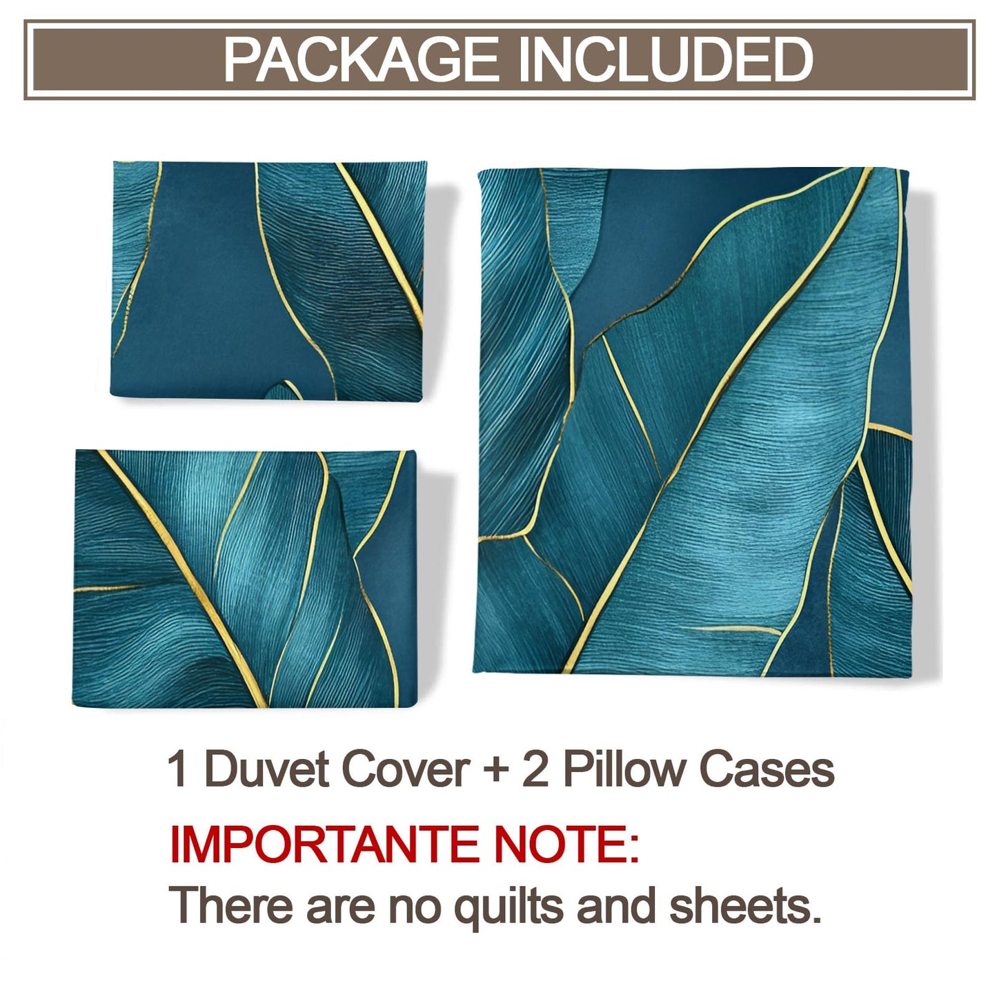 PAISUOQ Tropical Bedding, Blue Leaves Duvet Cover Full, Luxury Botanicals Comforter Cover with Zipper Ties, 3 Pieces with 2 Pillowcases, Home Decor & Gifts