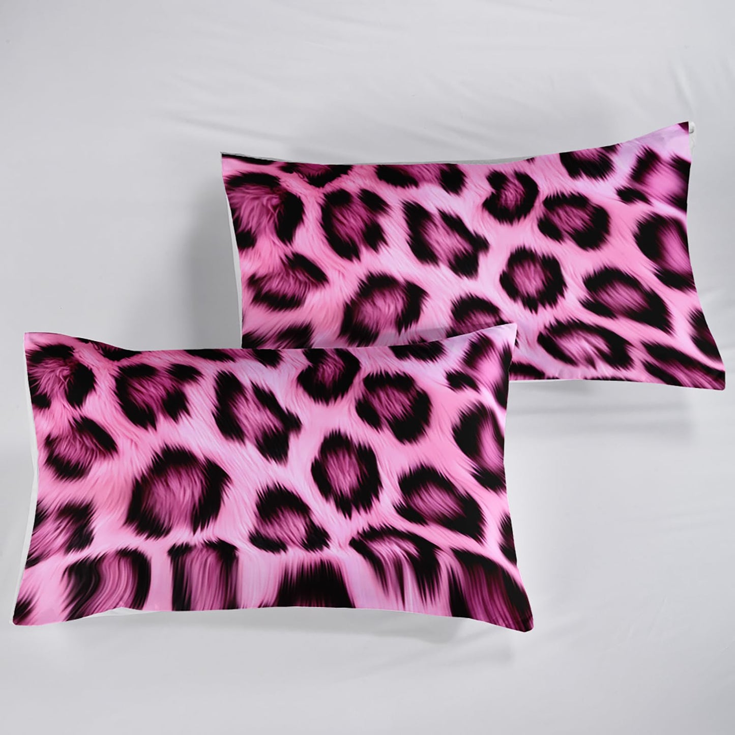 QOOMO 3Pcs Pink Leopard Print Comforter Set Twin,Cheetah Bedding Set for Teens Boys Girls,Wild Animal Printed Comforter with 2 Pillowcases,Down Alternative,Soft and Lightweight