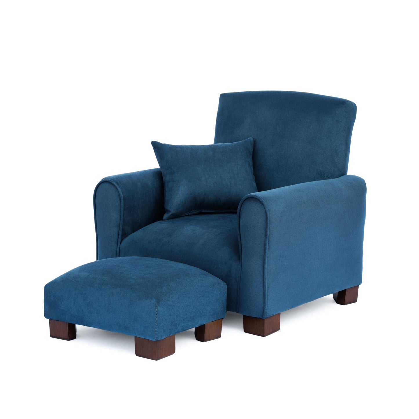 Toddler Personalized Armchair, Kids Upholstered Rocking Chair with Personalization, Toddler Chair with Personalized Name, Comfy Child Armchair, (Navy Suede, Legs)