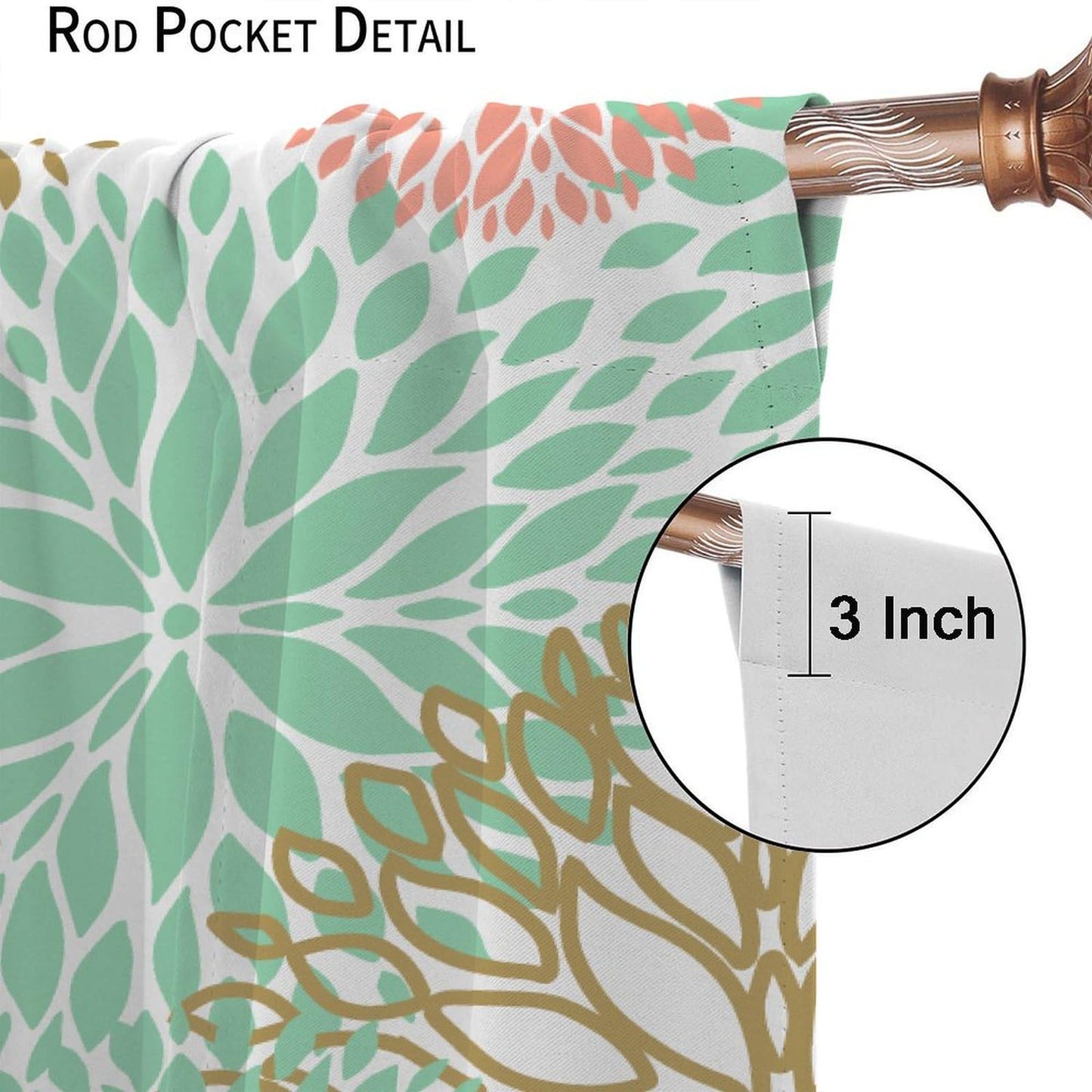 Pink Floral Curtains, Boho Dahlia Chrisanthemum Flowers Bright Colorful Window Treatments for Living Room Bedroom Kitchen, Floral Seamless Pattern Drapes 2 Panel Sets,42x45 Inch