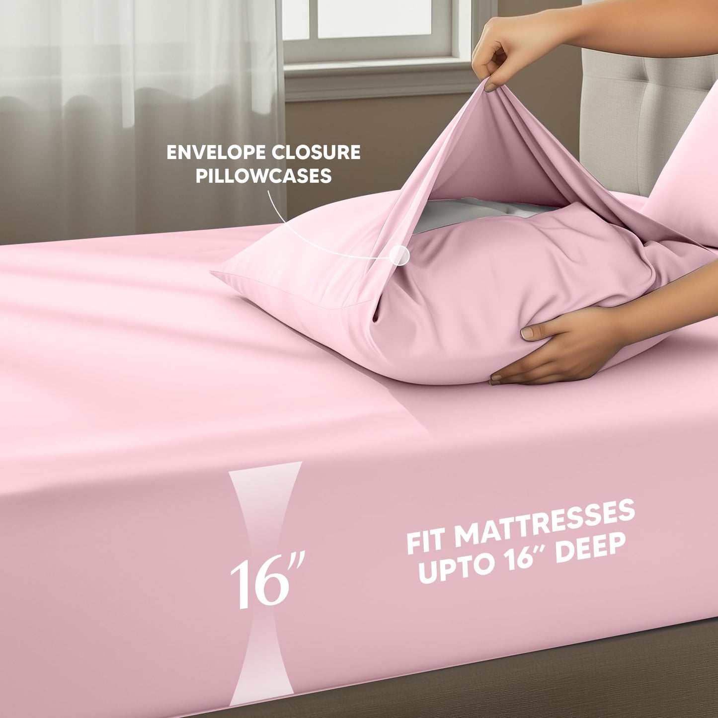 Utopia Bedding Queen Size Sheet Set – 4 Piece Bed Sheets, Soft and Breathable Microfiber, Includes 1 Fitted Sheet, 1 Flat Sheet and 2 Pillowcases – Oeko Tex (Crystal Pink)