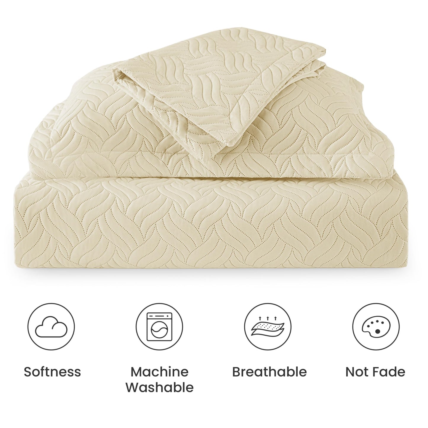 Love's cabin Twin Quilt Bedding Set Camel Bedspreads - Soft Bed Summer Lightweight Bedspread Comforter - Wave Pattern Bedding Coverlet for All Season - 2 Pieces (1 Quilt, 1 Pillow Sham)