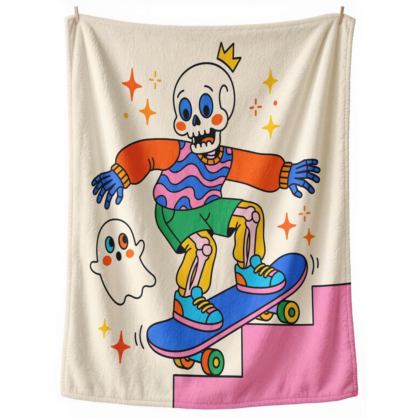 GEDAEUBA Skeleton Blanket Cute - Funny Halloween Fleece Blanket Throw, Soft Cozy Blankets & Throws for Couch, Bed, and Sofa, 50x60 inches