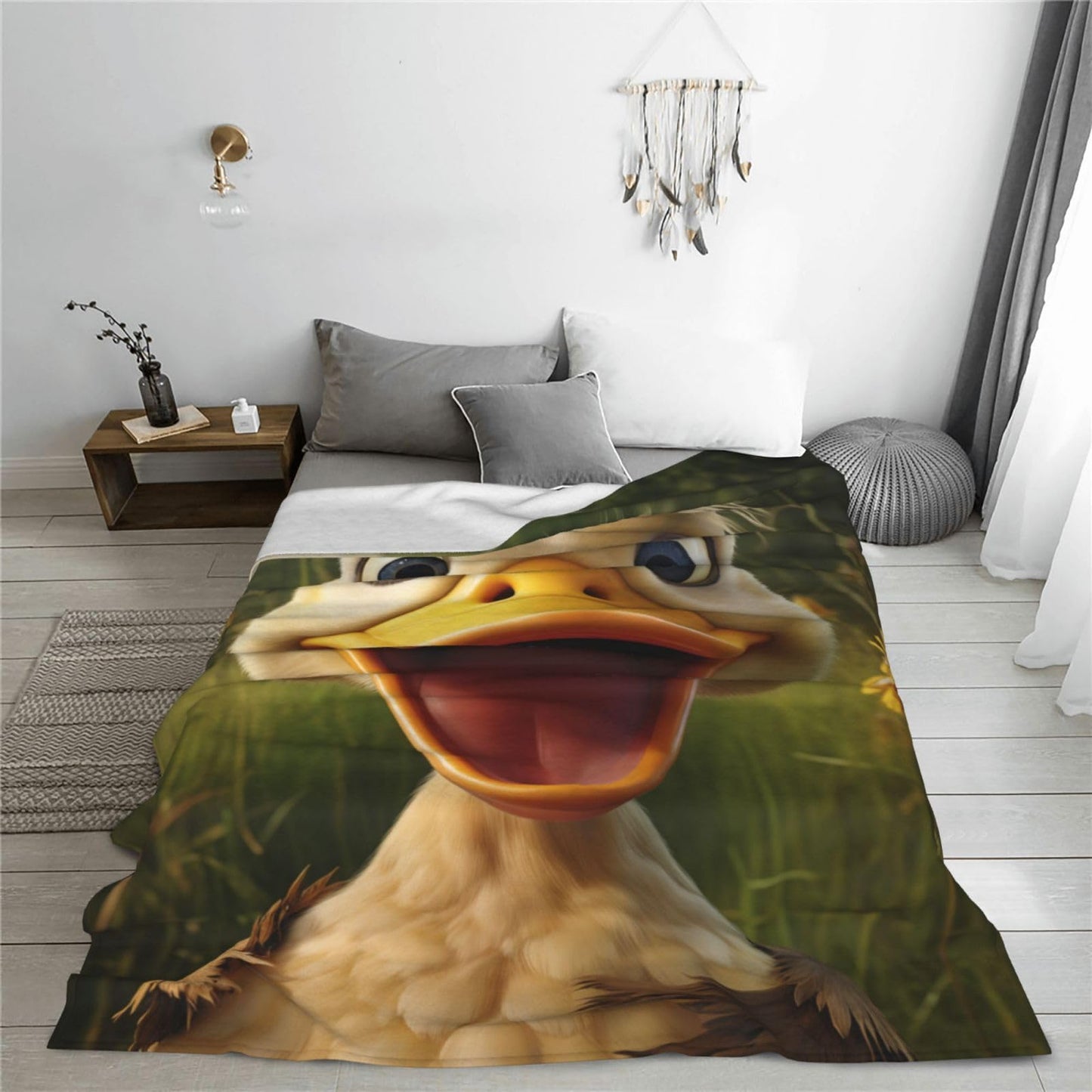 Turamurra Funny Duck Throw Blanket Super Soft Warm Animal Ducks Birthday Valentines Decorative Fleece Blankets for Bedding Car Sofa Couch Home All Season 50"X60"