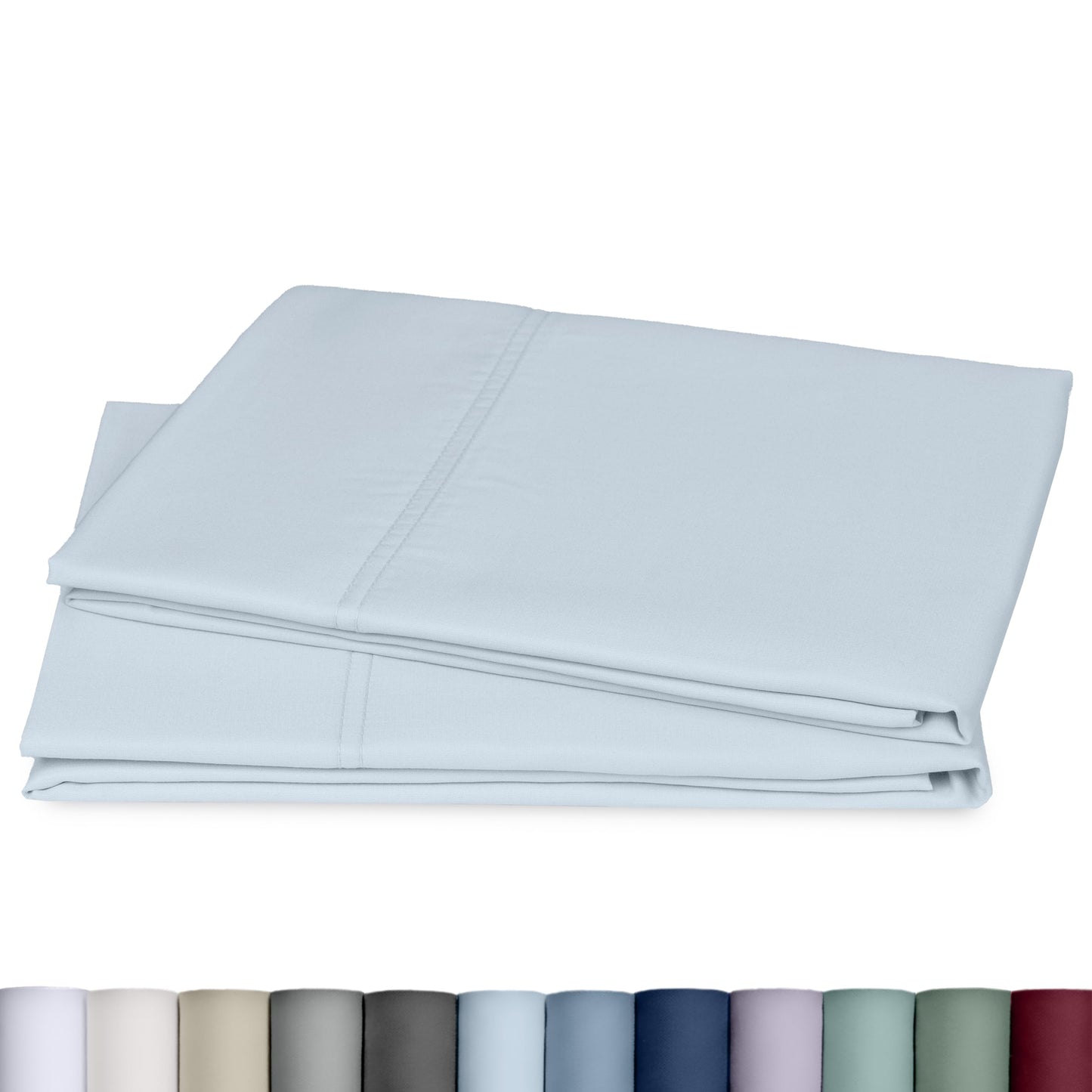 California Design Den King Pillow Cases Set of 2 - Luxuriously Soft and Thick 800 Thread Count, Smooth Sateen, Natural 100% Cotton Pillowcases King, Durable - Blue (Grey Tone)