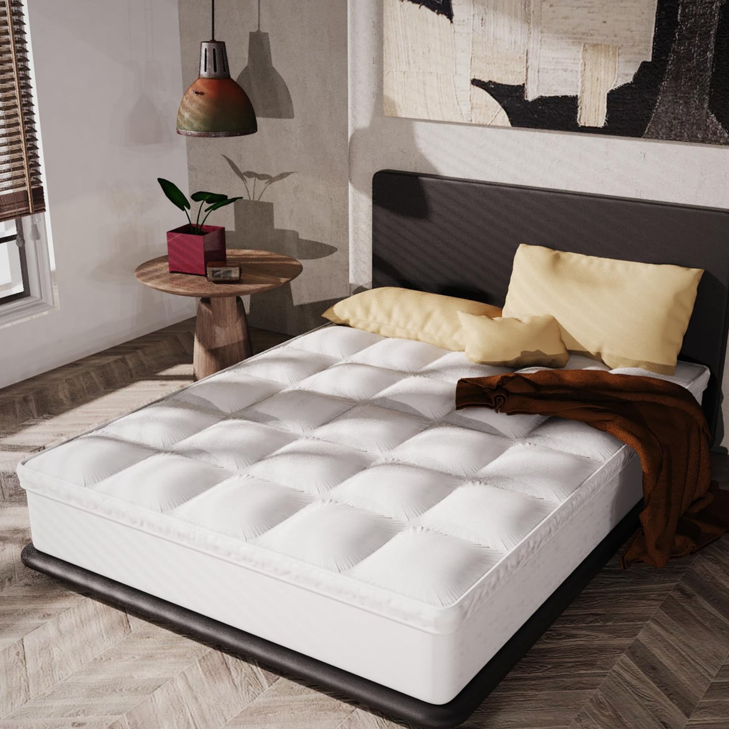 Epitex Mattress Topper Queen Size, Extra Thick and Plush Pillow Top Mattress Pad for Back Pain, Support and Breathable Cotton CoverMattress Pad with 16'' Deep Pocket Design, Skid-Proof Bottom, White