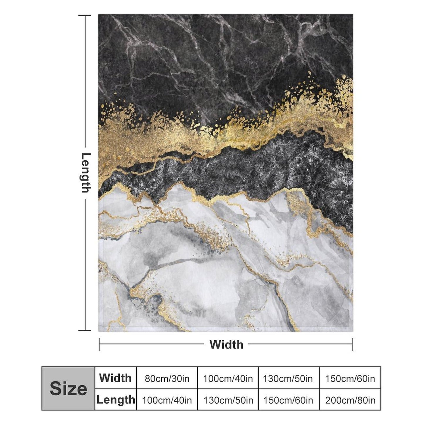 Marble Throw Blanket for Bed Sofa, 40"x50" Super Soft Warm Cozy Fluffy Plush Blanket, Modern Luxury Texture Black Grey Gold Marble Flannel Couch Blanket for Travel Camping