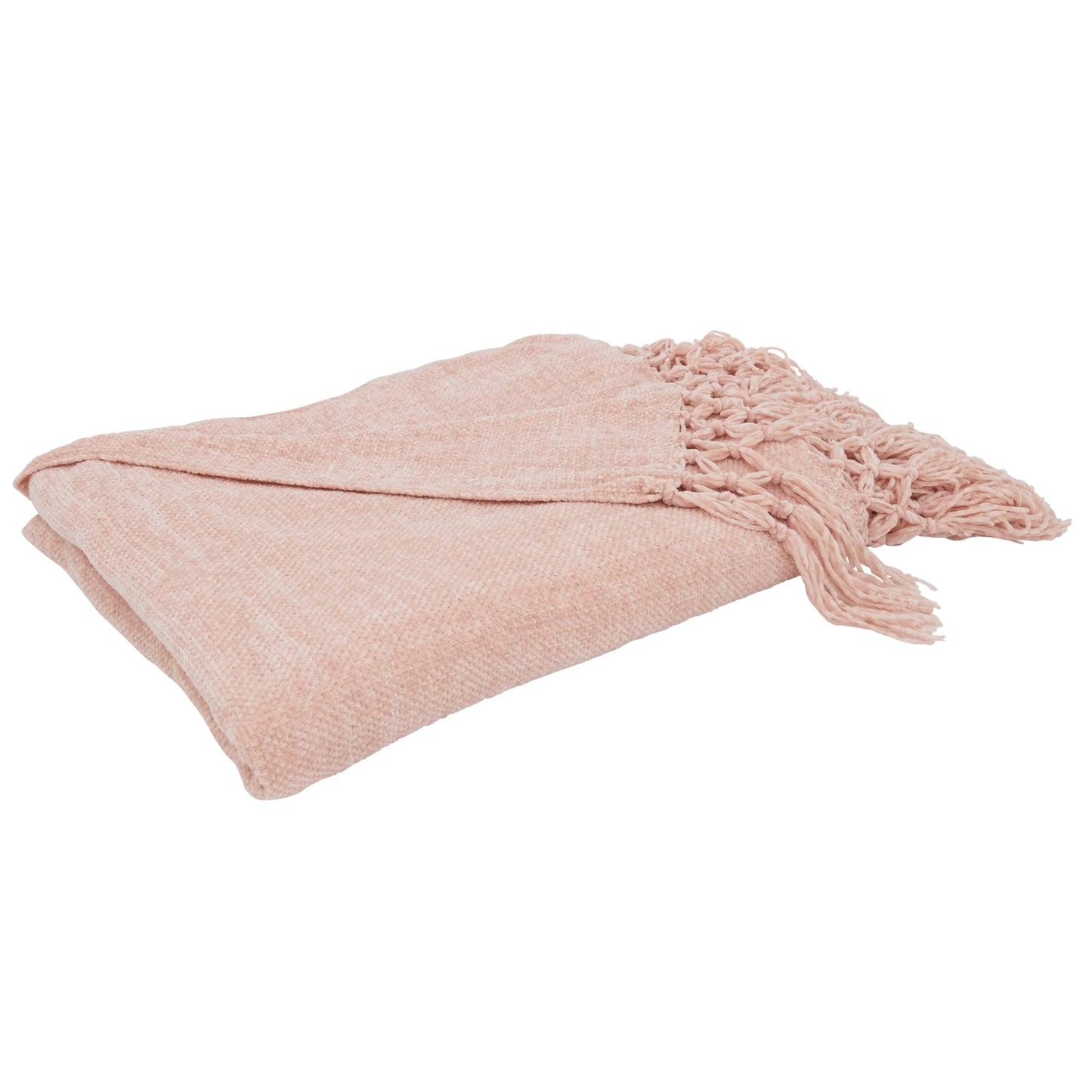 SARO LIFESTYLE Sevan Collection Knotted Chenille Throw Blanket, 50" x 60", Blush