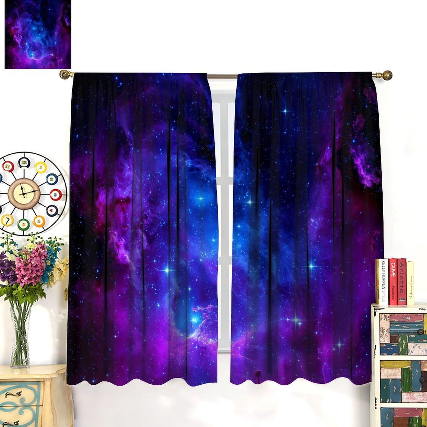 AAVEUP Galaxy Blackout Curtains for Bedroom,Universe Beautiful Blue Purple Meteor Solar System Planet Outer Space Window Drapes Print for Kids Boys Youth Living Room 63x72in