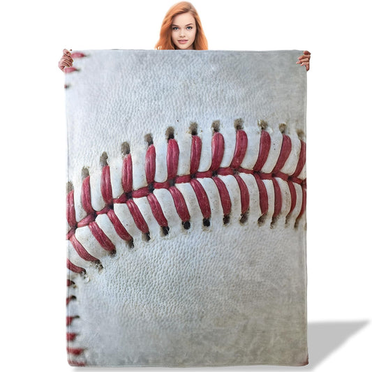 Plistiz Baseball Throw Blanket 60"x80", Soft Flannel Baseball Theme Blankets for Living Room Couch, Home Decor Gifts for Adults and Women