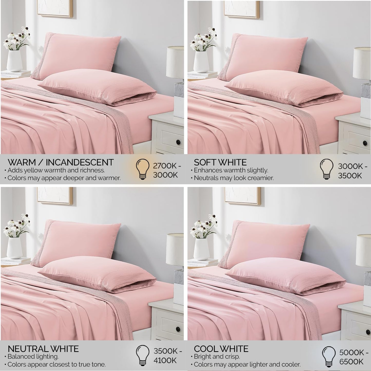 Southshore Fine Living, Inc. Queen Size Sheet Set, 4-Piece, 21" Extra Deep Pocket Pleated Sheets, Queen Size | Flat Sheet, Fitted Sheet, 2 Queen Pillowcases | Soft Microfiber Bedsheets | Pink