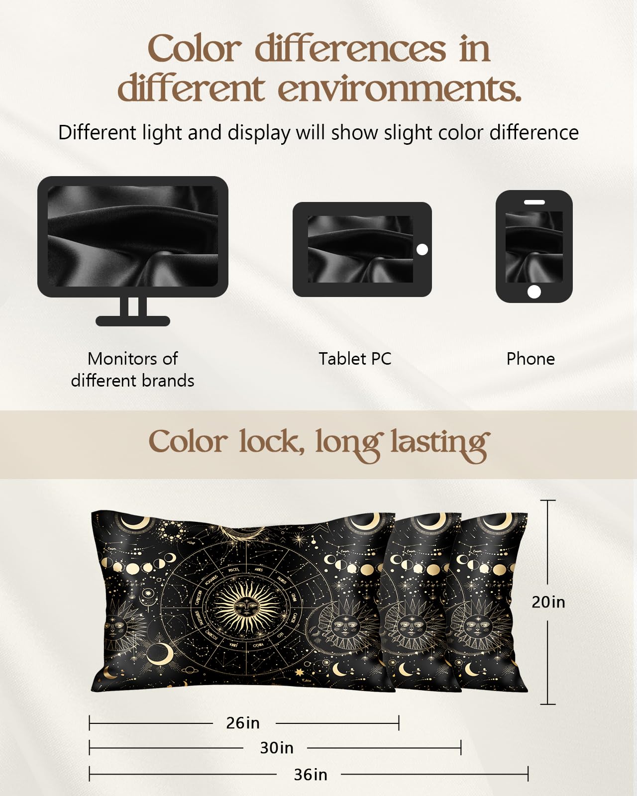 Miss Adola 2 Pack Mulberry Silk Pillowcase for Hair and Skin - Standard Size 20 x 26 Inches with Hidden Zipper Sun Moon 19 Momme Soft Sleeping Silk Pillow Case for Women, Moms