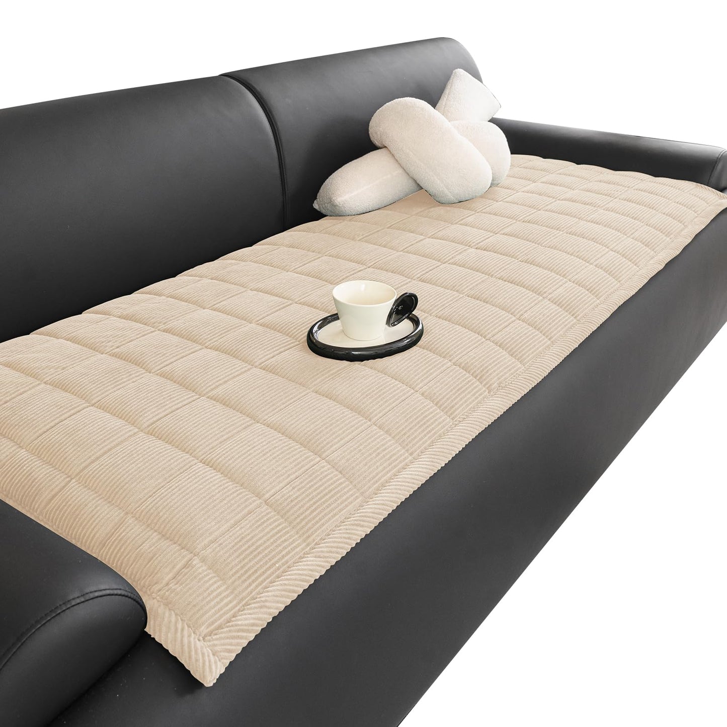 HAOYONG Couch Covers for Dogs Washable, Non Slip Fuzzy Durable Couch Covers for 3 Cushion Sofa Pet Friendly Furniture Protector Covers Dog Mat for Couches (Beige, 27.6"×82.7")