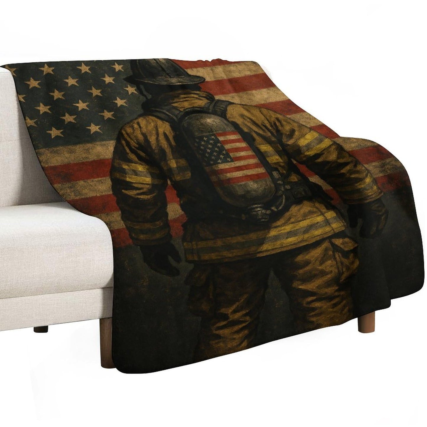 Firefighter American Flag Blanket, Patriotic Fireman Throw, Soft Cozy Fleece Blankets for Kids Women Girls, Modern Decor for Room Couch & Bed Birthday Gifts 50x60in