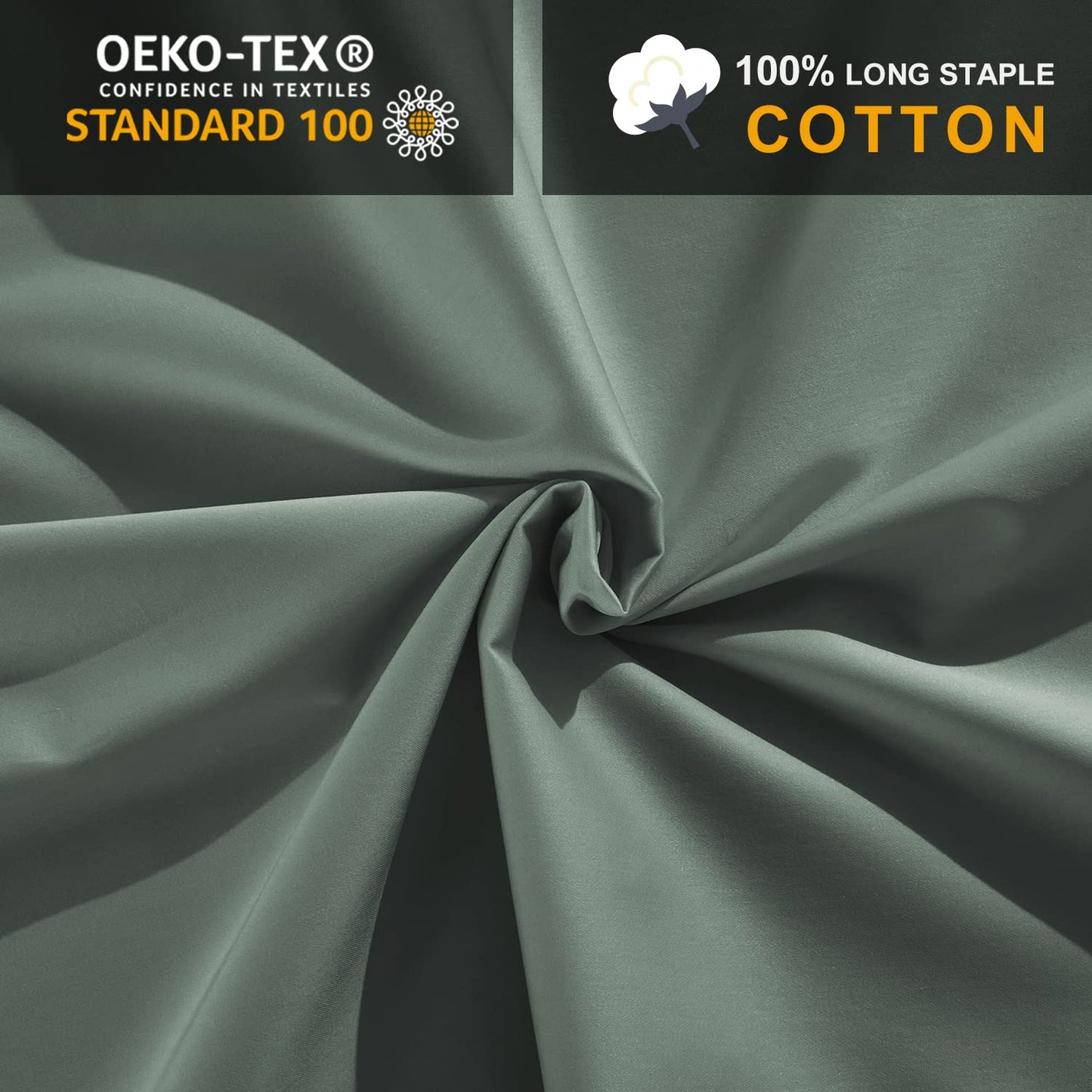 MILDLY Deep Pocket Fitted Sheet Only Queen Size 60"x80" 100% Long Staple Cotton Army Green Breathable Bottom Sheet Fits Up to 14" Deep Mattress