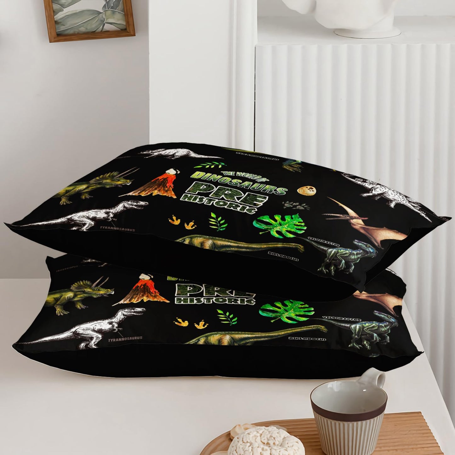 QOOMO Jurassic Dinosaurs Comforter Set, 3D Animals Bedding Set Suitability Girs and Boys Decorate Room Queen Size with 1 Comforter Set 2 Pillowcases