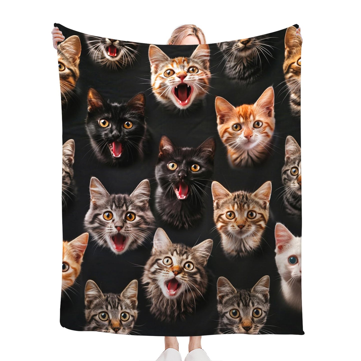 Tijuboni Cats Throw Blanket Cat Gifts for Girls Boys Women Men Kids Adults Soft Flannel Fleece Blanket for Couch Sofa Bed Home Decor 40"x50"