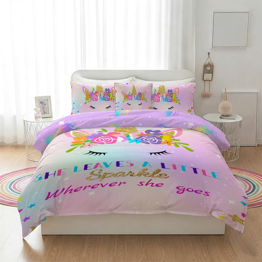 Mfmiudole Unicorn Twin Bedding Sets for Girls, 6 Piece Bed in a Bag, 3D Unicorn Comforter Set for Girls & Boys with Comforter Sheets, Pillowcases & Shams, Lightweight, Breathable, Easy Care