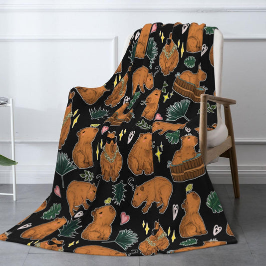 Capybara Blanket Gift for Girls Boys Kids Animals Lovers 50"x40" Fuzzy Soft Cozy Cute Capybaras Blankets Soft Throws Warm Lightweight Plush Flannel Throw Blanket Bed Couch Sofa Women Men Gift