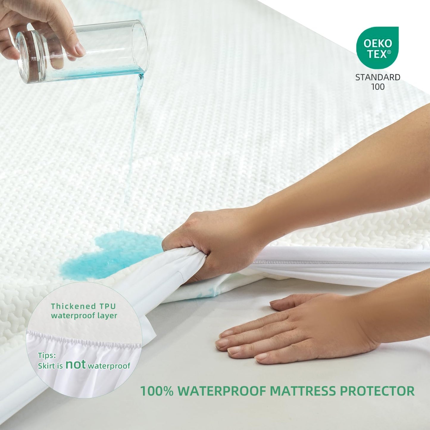 JOSOP Waterproof Mattress Protector King Size,3D Air Fabric Cooling Bed Cover Breathable Mattress Pad -Noiseless,Ultra-Soft Washable,Deep Pocket 8"-21" Mattress Cover