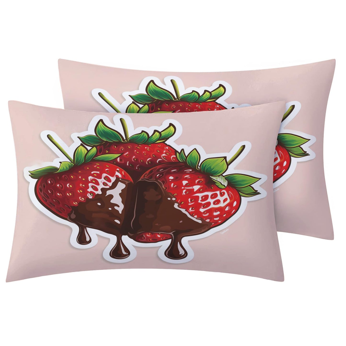 Rejkxyw King Size Sheets Set Cartoon Strawberry - Fruit Bed Sheets - Strawberries Sheet Set - 12 Inch Deep Pocket - Ultra Soft Winkle Free Microfiber Bedding Sheets & Pillowcases 4 Piece
