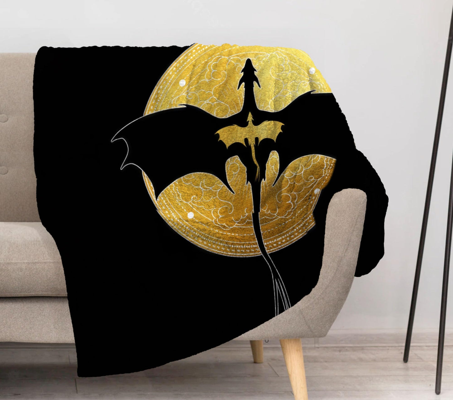 Allenjoy Book Loves Dragon Wing Black Blanket 57"x50" - Soft Warm Throw Blankets for Couch Bed Living Room Home Office Bedroom Decor, Gifts for Women Teens Fans Daughter Sister, Durable Washable