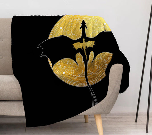 Allenjoy Book Loves Dragon Wing Black Blanket 57"x50" - Soft Warm Throw Blankets for Couch Bed Living Room Home Office Bedroom Decor, Gifts for Women Teens Fans Daughter Sister, Durable Washable