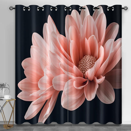 JAXIUOF Pink Flowers Curtains for Bedroom 110 Inches Long 2 Panels, Large Floral Blackout Curtains, European Flowers Window Treatment, Thermal Insulated Drapes for Bedroom Office Kitchen