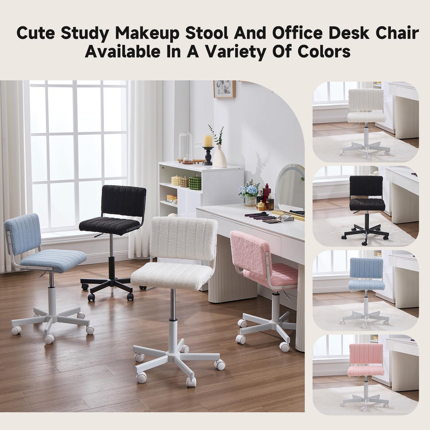 Manyday Office Chair Vanity Chair with Wheels l Comfy Desk Chair with Back